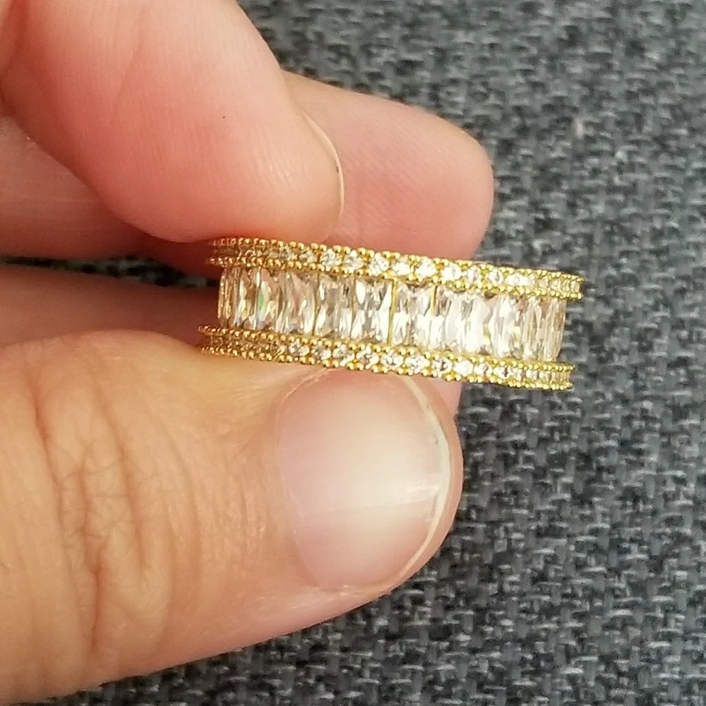 Gold Crystal Eternity Band Ring